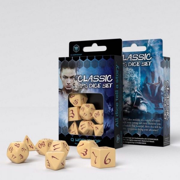 Classic RPG Dice Set - Beige & Burgundy