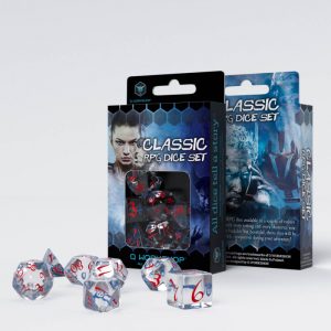 Classic RPG Dice Set - Transparent Blue and Red