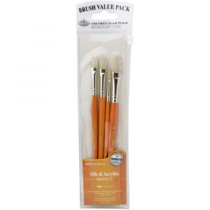 Royal & Langnickel Bristle Flat Brush Value Pack 4pk